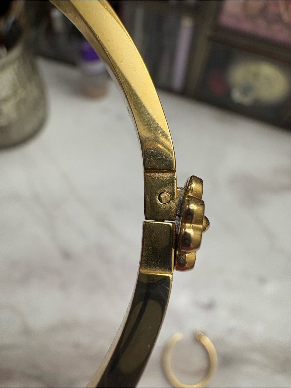 kate spade Gold-Tone Clover Bangle with Leopard Inlay & Earrings Set - Picture 4 of 12